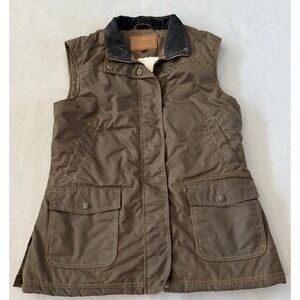 Outback Trading Company Bronze Oilskin Vest Womens M Sherpa Lined Workwear